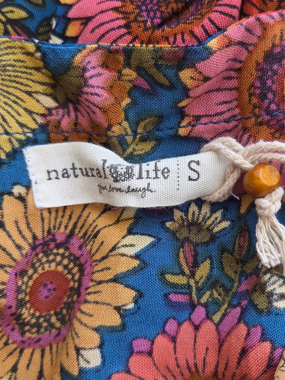 Natural Life Patti Tie Front Dress Size S Maxi Sunflower Floral Slits Boho NEW - Picture 8 of 12